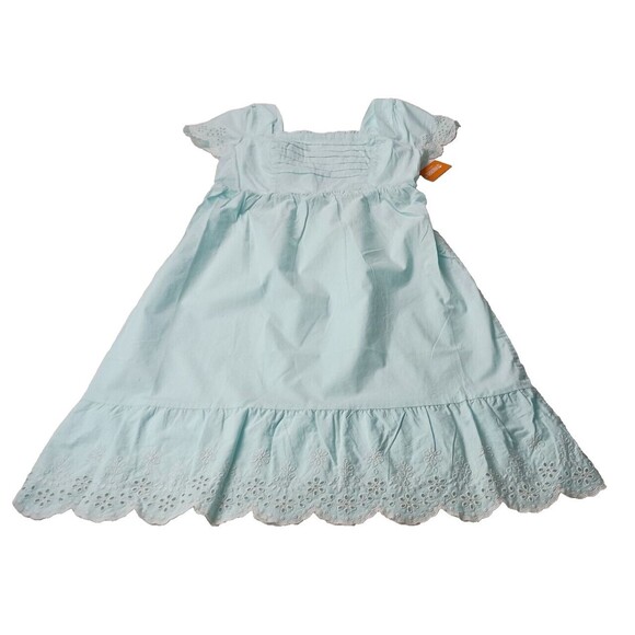 Womens Gymboree Aqua Blue Pintuck Eyelet Ruffle Dress Size Medium Smocked Back - Picture 3 of 12